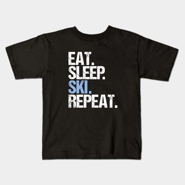 Eat sleep ski repeat Kids T-Shirt by hoopoe